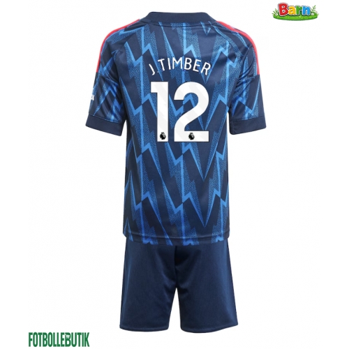 Arsenal Jurrien Timber #12 Bortaställ Barn 2025-26 Kortärmad (+ Korta byxor)